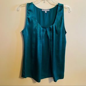 NY Collection Green Sleeveless Scoop Neck Top with Pleats size M